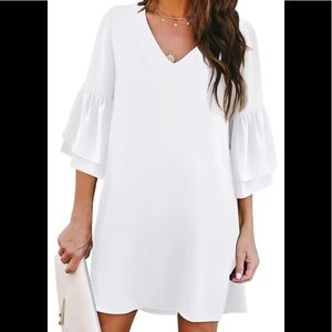❤️‍🔥NWT-Women's Dress Sweet & Cute V-Neck Bell Sleeve Shift Dress Mini Dress🔥